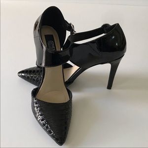 Black Crocodile Patent Leather High Heels
